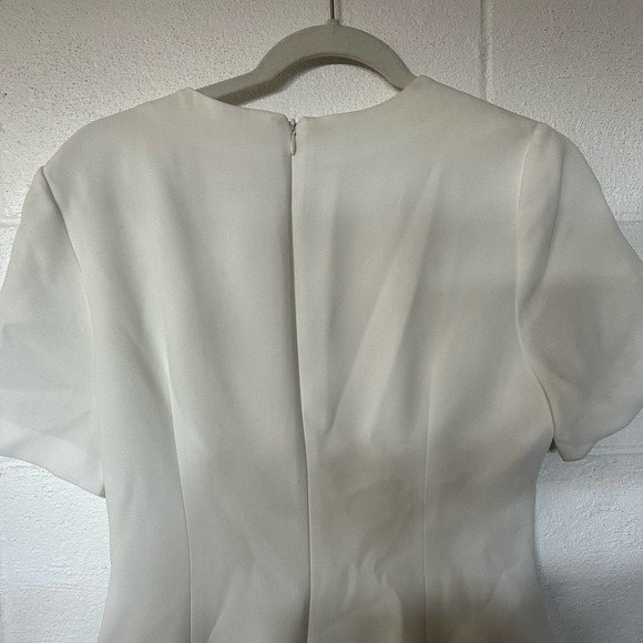 Cinq a Sept NWT Ivory Fontaine Twist Front Overlay Crepe Mini Dress Size 8 - Picture 7 of 11